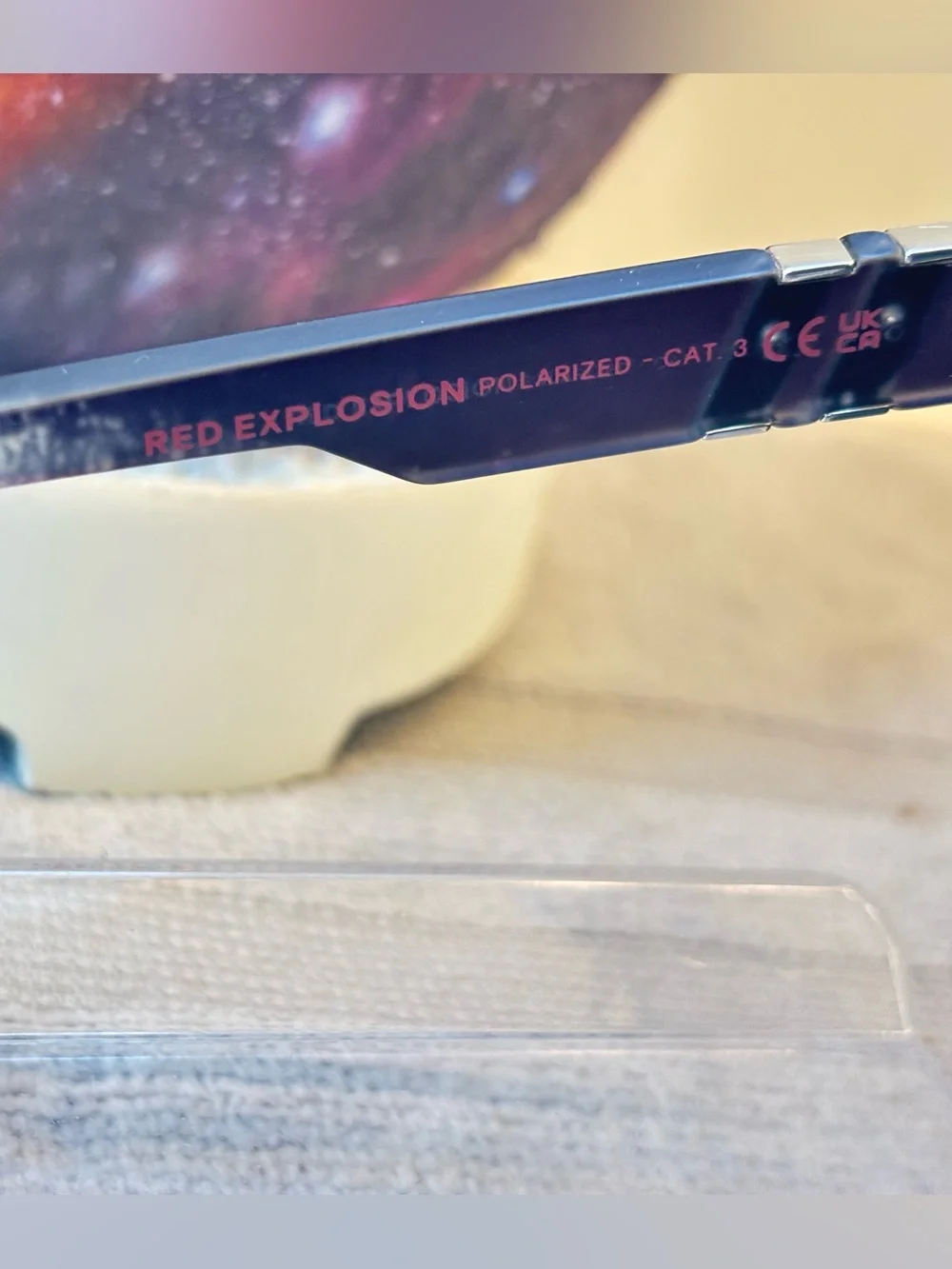 Blenders Red Explosion Polarized Mirrored Shield Sunglasses Blue Frame Red Lens